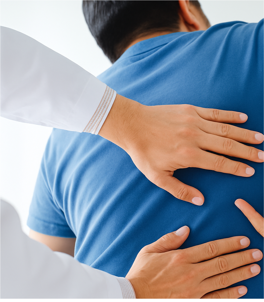 Chiropractor adjusting patient